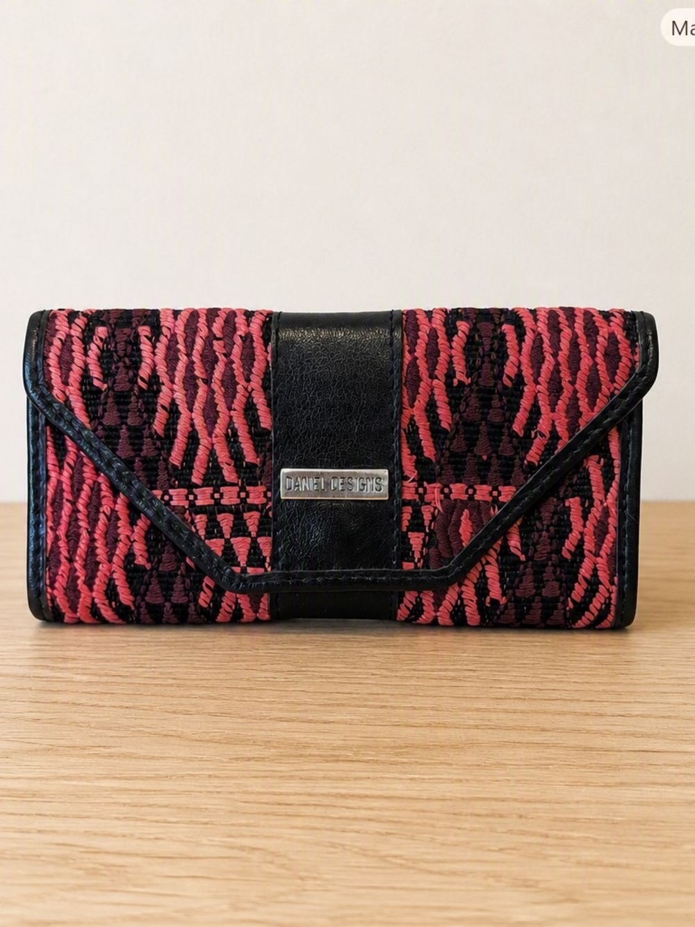 Daniel Designs Boho Geometric Embroidered Pattern Flap Wallet – Black &  Pink